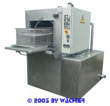 Rotor; kompakte Anlage zur Reingung von Dreh-, Fr�s- Stanzteilen usw.  Vertikal drehender/pendelner Korb bis 600x400x400